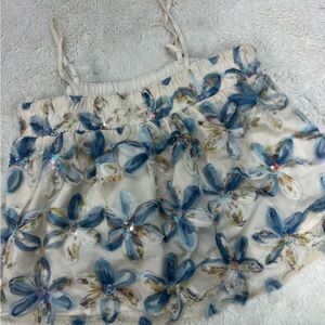 NWT SHEIN Women Spaghetti Strap Top White Floral Size L Sleeveless #458